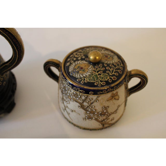 Vintage Sozan Japanese Hand-Painted Tea Service- 7 Pieces For Sale - Image 4 of 7