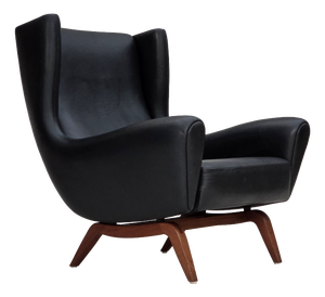 Vintage Danish Lounge Chair in Leather and Teak by Illum Wikkelsø for Søren Willadsen Møbelfabrik, 1960s