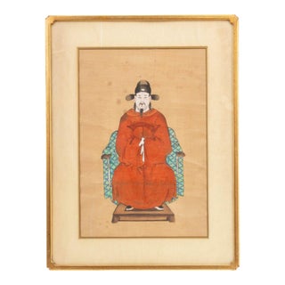 Chinese Portrait of a Seated Official Gouache For Sale
