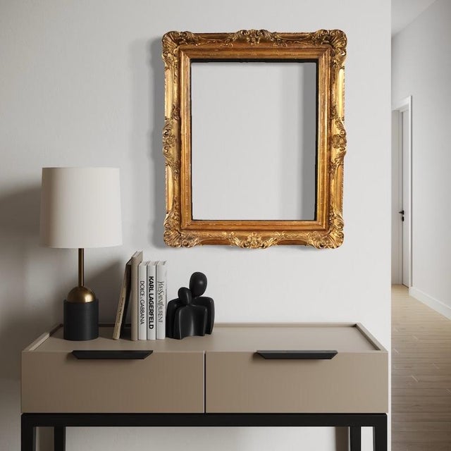 Gold Vintage Italian Carved and Gilded Frame, 1930 For Sale - Image 8 of 15
