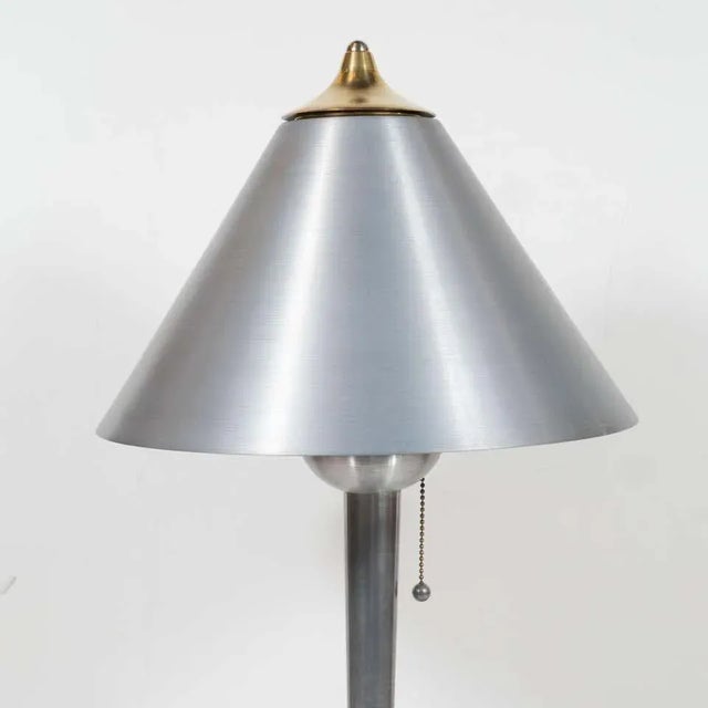 This sophisticated Art Deco Machine Age table lamp was realized in the United States, circa 1935. They feature a...