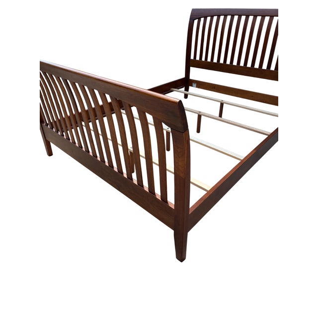 Vintage Ethan Allen American Impressions Queen Sleigh Bed Mission Arts Crafts Headboard For Sale - Image 9 of 14