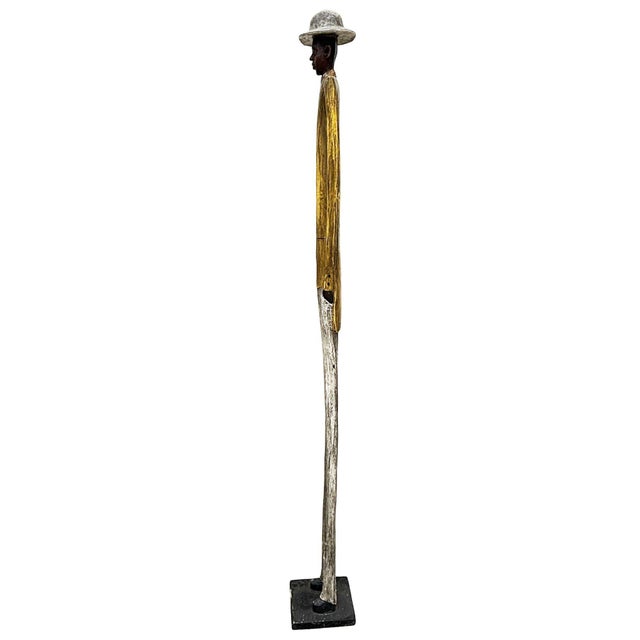 1980s 7' Ft Tall Hand Carved Wood African Colonial Figure by the Baule Tribe For Sale - Image 4 of 8