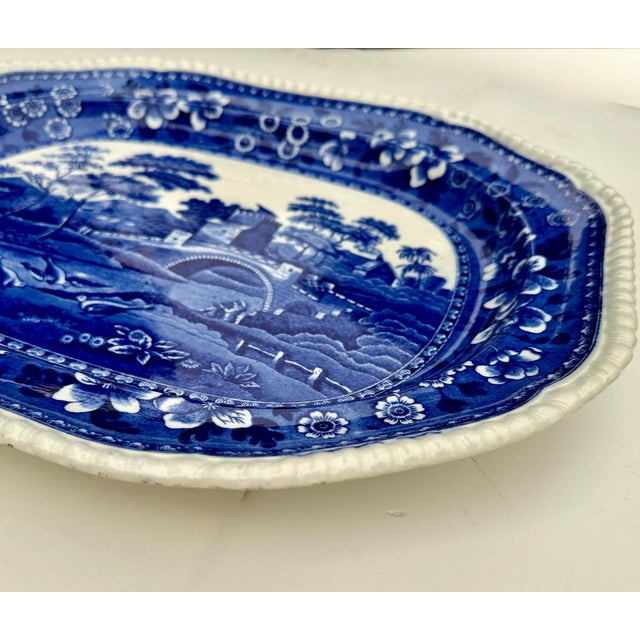 Early 20th Century Antique Copeland Spode Tower Blue & White Transferware Platter, 17 Inch, Circa 1903 For Sale - Image 5 of 18