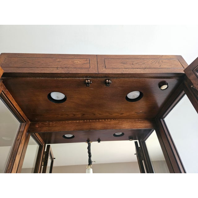 1980s Henredon Scene One Campaign Curio Cabinet Bookcase Display Hutch China Cabinet For Sale - Image 9 of 12