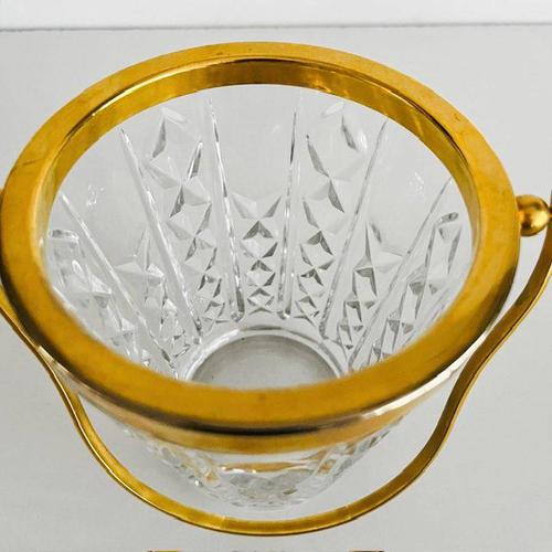 Mid-Century Ice Bucket Crystal Gilded Brass from Val Saint Lambert, 1950s For Sale - Image 6 of 9