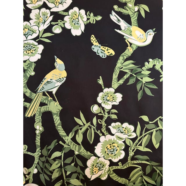 2 yards Thibaut Yukio Black background - backed fabric Fabric 100% Cotton Sateen United Kingdom , Repeat: H: 54 in (137.16...