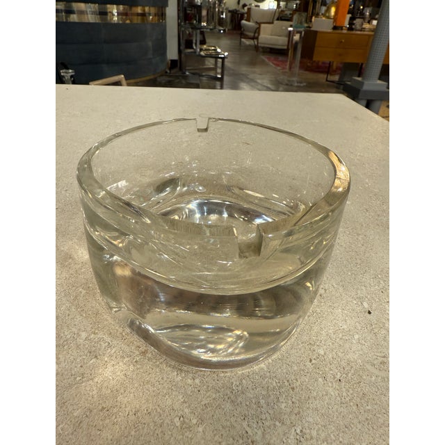 Modern Italian Mid-Century Thick Clear Glass Ashtray, Murano Style, 1960s–1970s For Sale - Image 3 of 7