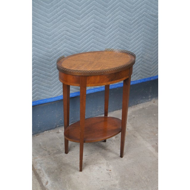 Mahogany English Provincial 2 Tier Brass Gallery Tray Side Table Stand For Sale - Image 12 of 13