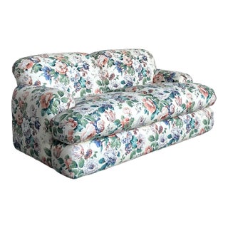 Vintage Regency Judith Norman Printed Floral Loveseat For Sale