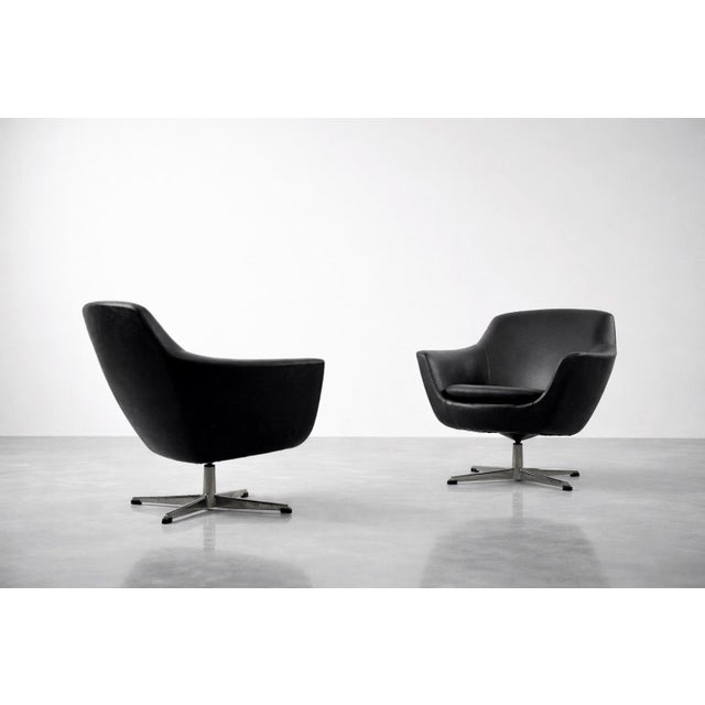 Mid-Century Scandinavian Modern Black Swivel Chairs, 1970s, Set of 2 For Sale - Image 6 of 18