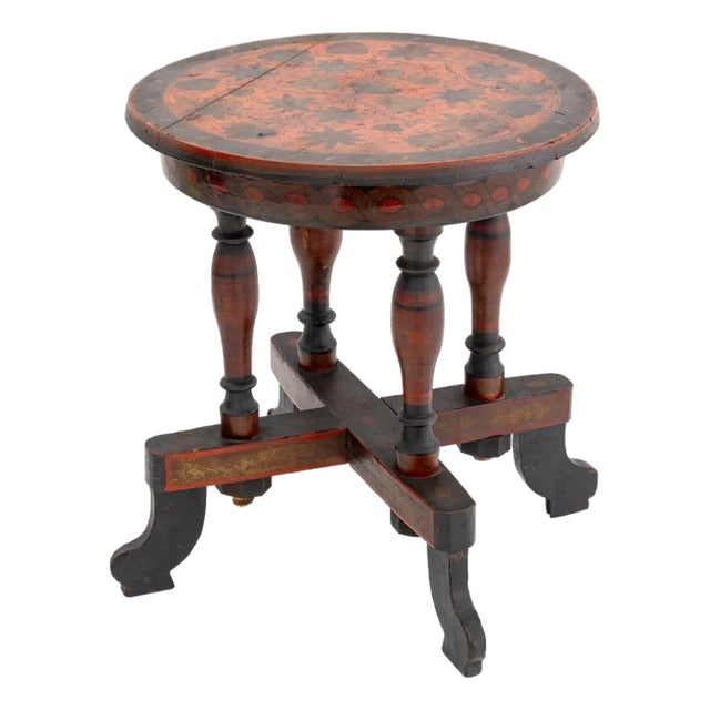 Russian Khokhloma Red Lacquered Table, Ca. 1900 For Sale