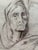 Original signed charcoal portrait drawing by William Oberman, dated 1953. The work depicts a hooded female figure rendered...