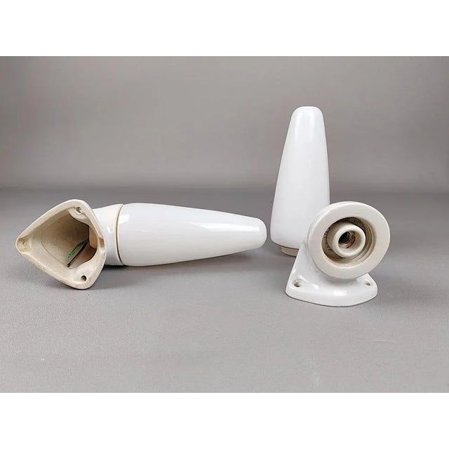 1950s Porcelain Bathroom Wall Lights by Sigvard Bernadotte for Ifo, 1950s, Set of 2 For Sale - Image 5 of 14