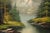Mid 20th Century Bob Ross Style Original Signed Lakeside Mountain Landscape Oil Painting in Carved Wood Frame For Sale - Image 5 of 16