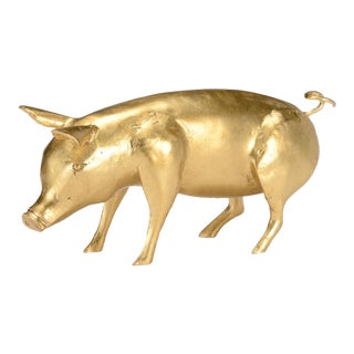 Wildwood Gold Leaf Finish Piggie Accent For Sale