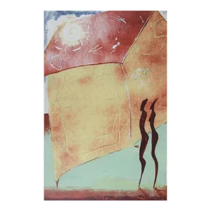 Mid 20th Century Primative Surreal Abstract Serigraph