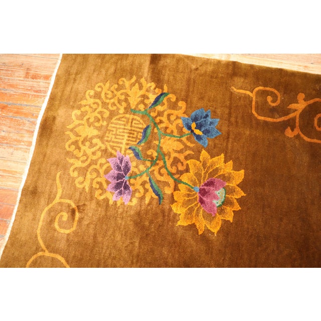 Brown Zabihi Collection Chinese Art Deco Room Rug - 9' x 11'6" For Sale - Image 8 of 12