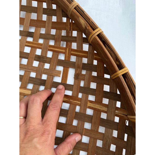 Early 20th Century Giant Woven Cane Asian Sieve Basket For Sale - Image 6 of 6