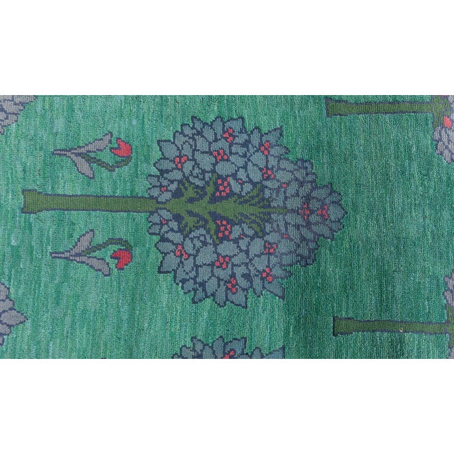 Late 19th Century Irish Arts & Crafts Vintage Forest Green Rug By C.F.A. Voysey (Fragment) For Sale - Image 5 of 8