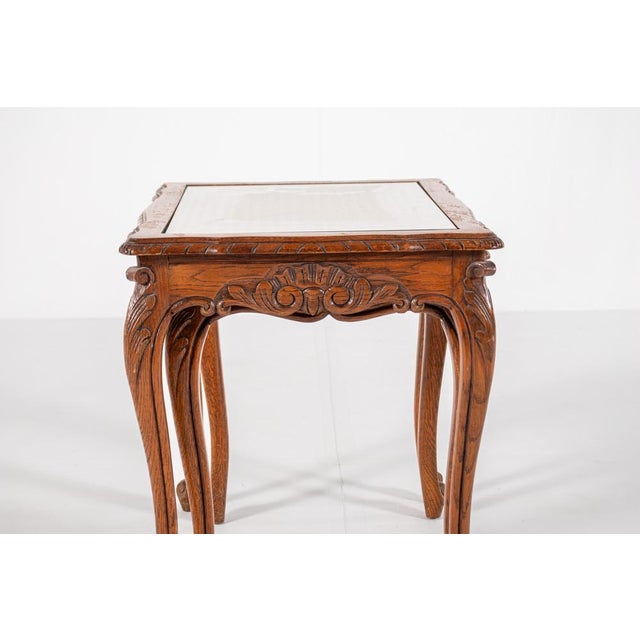 Vintage Nesting Tables with Cane and Glass Top, Set of 2 For Sale - Image 3 of 11