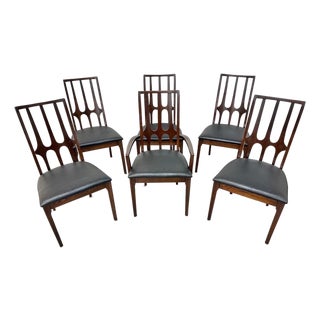 Mid-Century Modern Broyhill Brasilia Dark Walnut Dining Chairs - Set of 6 For Sale