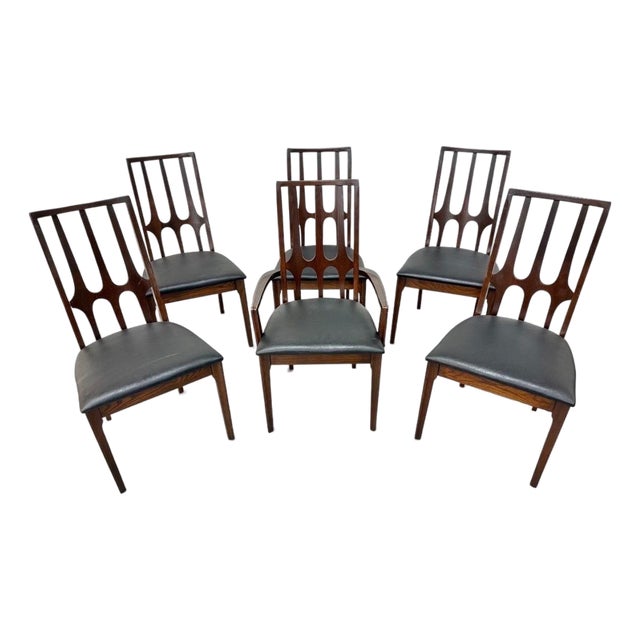 Mid-Century Modern Broyhill Brasilia Dark Walnut Dining Chairs - Set of 6 For Sale