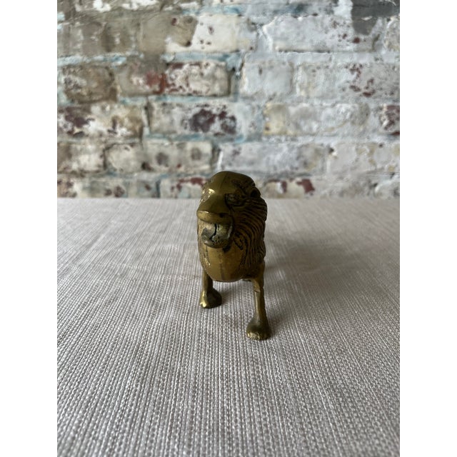 Mid-Century Modern Vintage Solid Brass Lion Figurine | Regal Mid-Century Decorative Accent For Sale - Image 3 of 6