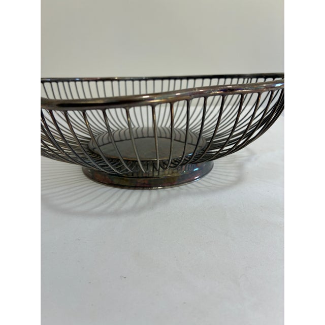 Silver Vintage Scalloped Silverplate Wire Basket For Sale - Image 8 of 9