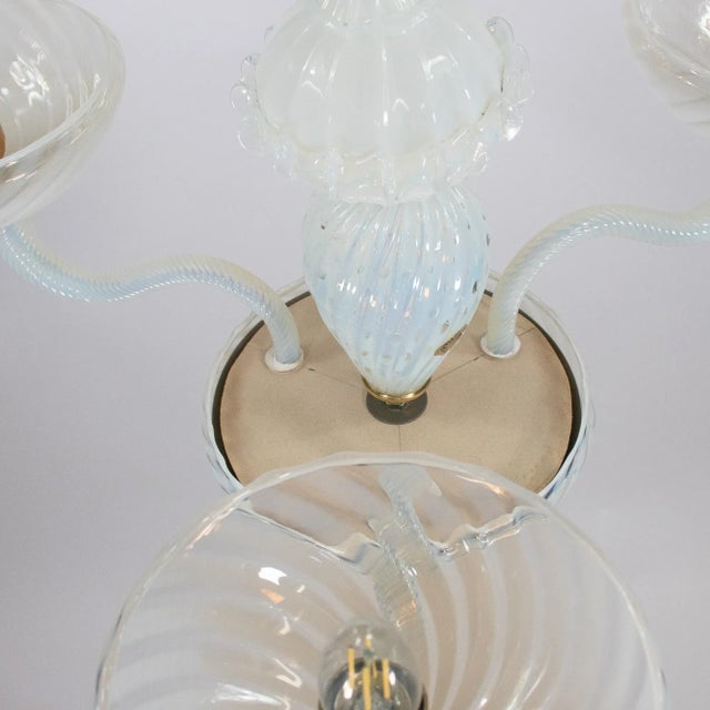 Mid-Century Opaline Filigrana Murano Chandelier For Sale - Image 13 of 18