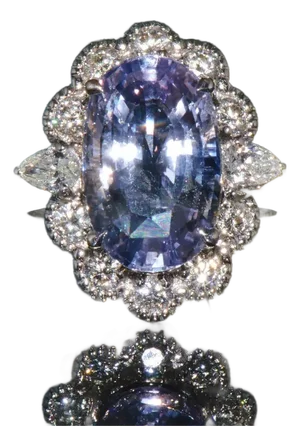 GIA Natural 9.66CTS VS F Diamond No Heat Sapphire 18K Gold Dinner Halo Ring, size 6