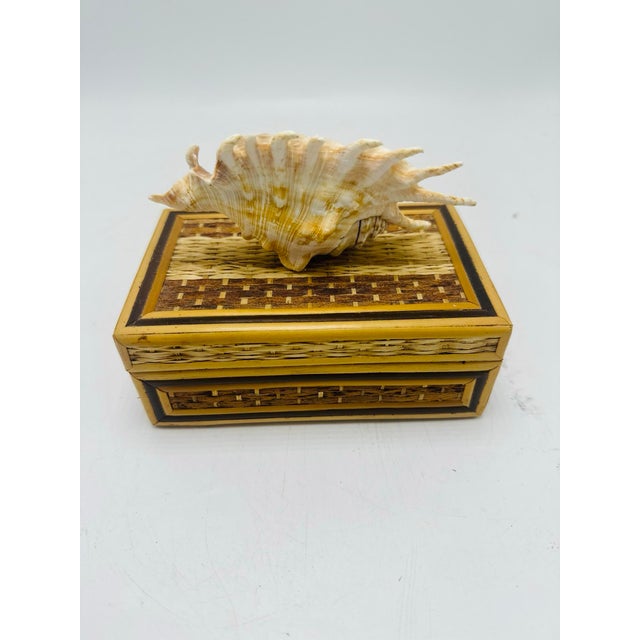1970s Vintage Wicker Shell Art Box For Sale - Image 5 of 7