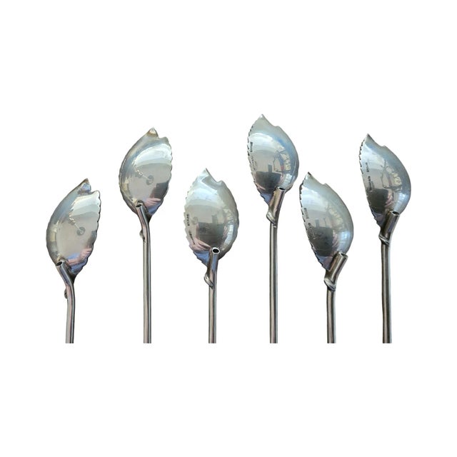Traditional Mid 20th Century 6 Tiffany Sterling Mint Julip Straws For Sale - Image 3 of 4