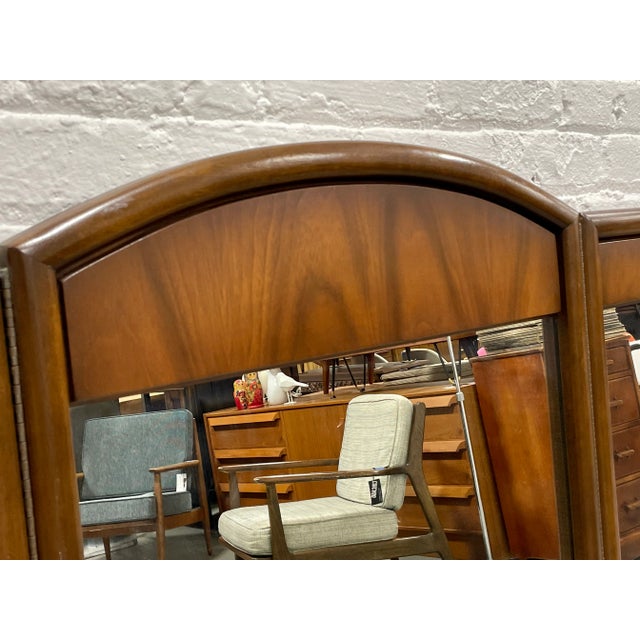 Mid-Century Modern Large Mid Century Modern Walnut Three Panel Mirror, C. 1960's For Sale - Image 3 of 13