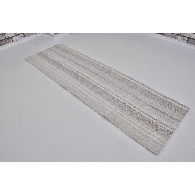 Textile 1950s Decorative Anatolian Stripe Kilim Runner For Sale - Image 7 of 10