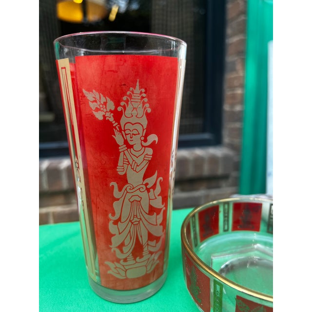 1970s Asian Culver Thai Goddess Glass and Bowl Pair For Sale - Image 12 of 12