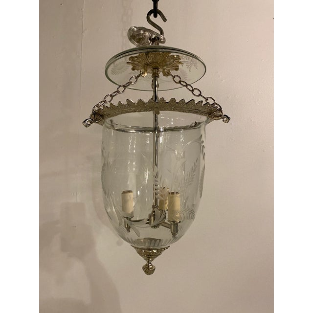 1930s French Silver Plated and Etched Glass Lantern For Sale - Image 9 of 9