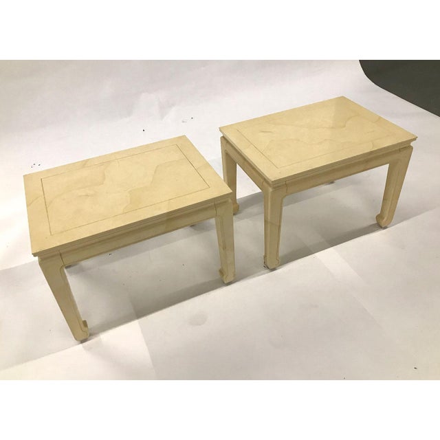 Henredon Asian Inspired Faux Goatskin Tables — a Pair For Sale - Image 9 of 12