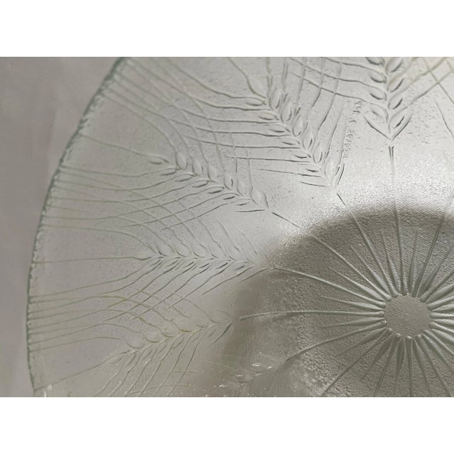 1960s Danish Glass Salad Serving Bowl on Curved Teak Wood Stand For Sale - Image 10 of 11