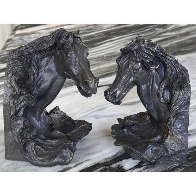 Full of realistic form and a sense of motion, here is a pair of equestrian bookends for the Ralph Lauren style home or...