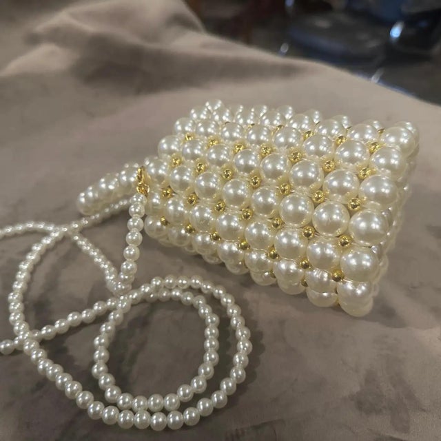 21st Century Never Used Faux Pearls and Brass Minaudière by Coppola E Toppo For Sale - Image 11 of 11