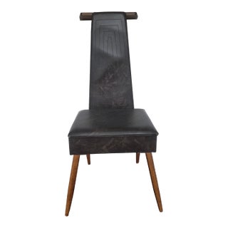 1950s Mid-Century Modern Vinyl Butler/Valet Telephone Chair W/ Lift-Top Storage For Sale