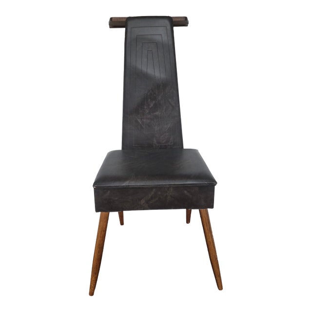 1950s Mid-Century Modern Vinyl Butler/Valet Telephone Chair W/ Lift-Top Storage For Sale