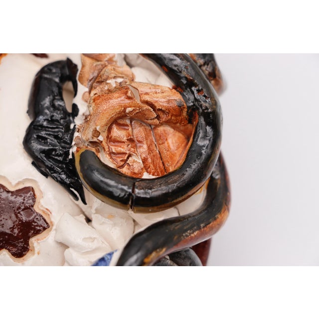 Woman Face Wall Plaque, Sicilian Glazed Earthenware, 1990s For Sale - Image 9 of 12