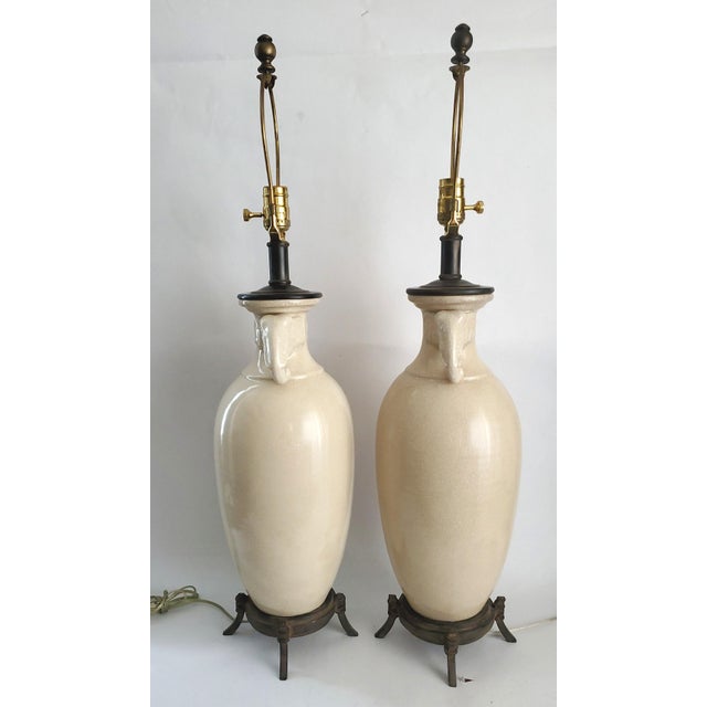 Metal Lamp Pair Maitland Smith Elephants Signed For Sale - Image 7 of 13