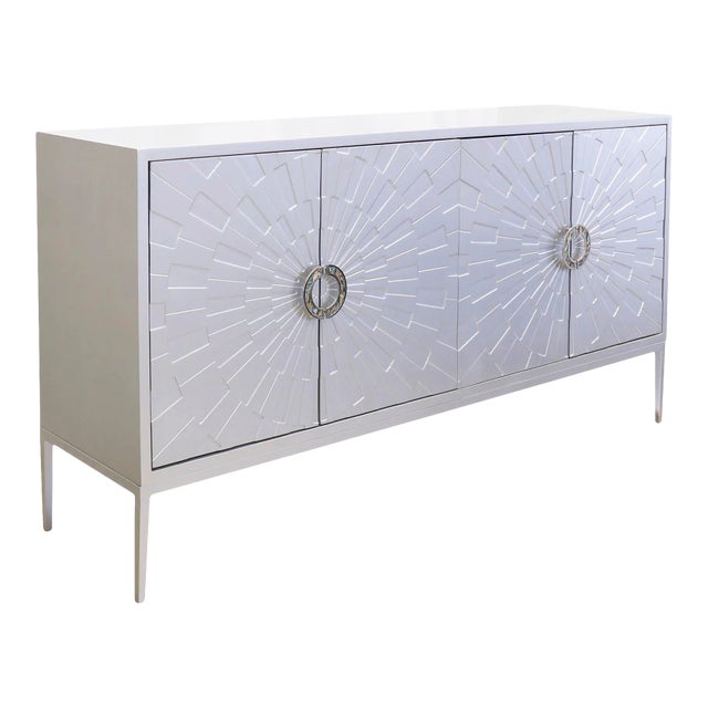Pasargad Home Luna Sideboard with Silver Metal Frame For Sale