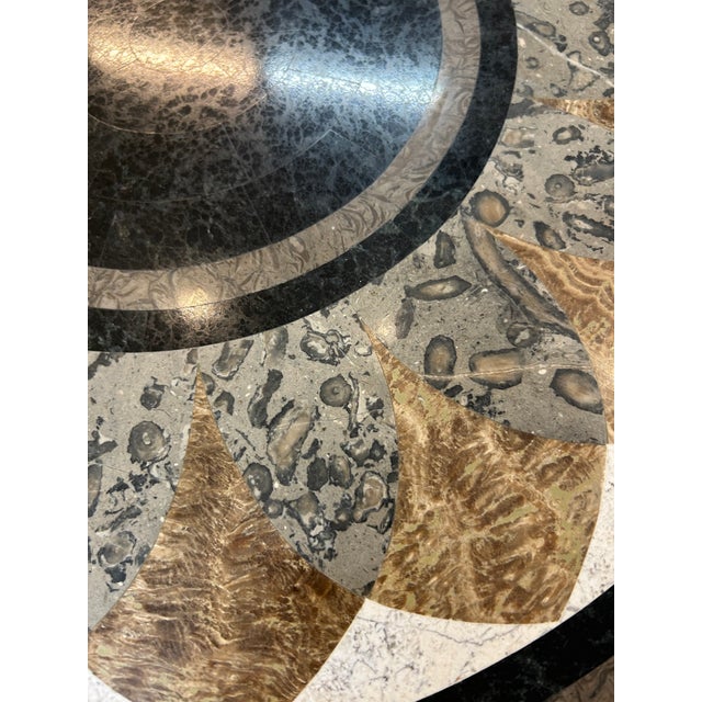 Inlaid Maitland Smith Mixed Marble Side Table With Swans For Sale - Image 9 of 10