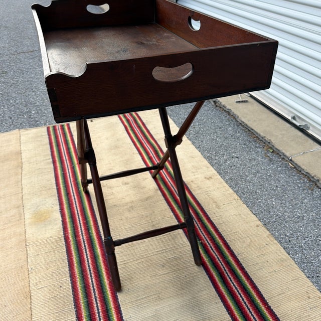 Antique Walnut Campaign or Butler’s Tray With Folding Stand, Circa 1850’s For Sale - Image 9 of 12
