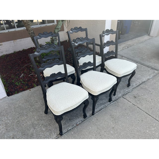 Beautifully restored vintage dining chair set by Jamestown Lounge Company (Jamestown, NY) with new upholstery, foam and a...