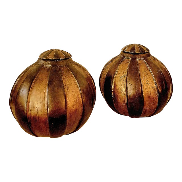 1990s Pair of Gord Style Terracotta Vases With Tops For Sale